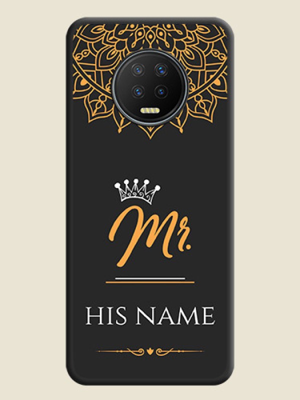 Custom Mr Name with Floral Design  on Personalised Space Black Soft Matte Cases - Infinix Note 7 - alternate view