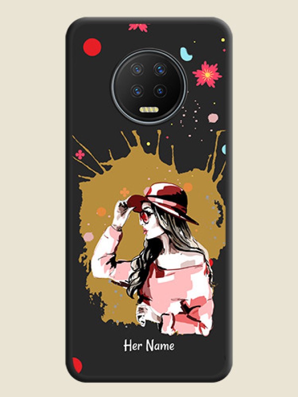 Custom Mordern Lady With Color Splash Background With Custom Text On Space Black Personalized Soft Matte Phone Covers -Infinix Note 7 - alternate view
