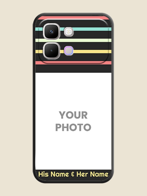 Custom Color Stripes with Photo and Text on Photo On Space Black Custom Soft Matte Mobile Back Cover - Infinix Note Edge 5G - alternate view