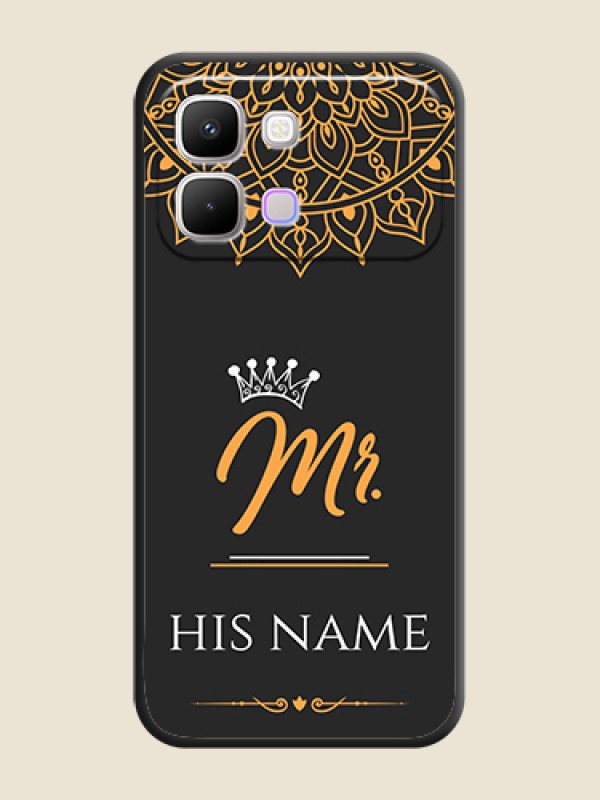 Custom Mr Name with Floral Design On Space Black Custom Soft Matte Mobile Back Cover - Infinix Note Edge 5G - alternate view