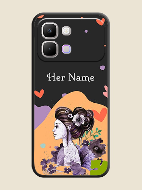 Custom Namecase For Her With Fancy Lady Image On Space Black Custom Soft Matte Mobile Back Cover - Infinix Note Edge 5G - alternate view