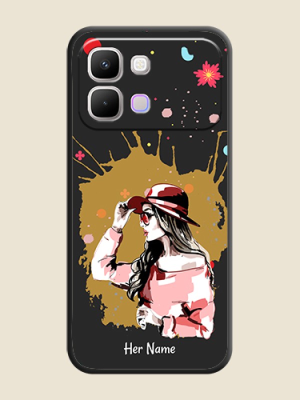 Custom Mordern Lady With Color Splash Background With Custom Text On Space Black Custom Soft Matte Mobile Back Cover - Infinix Note Edge 5G - alternate view