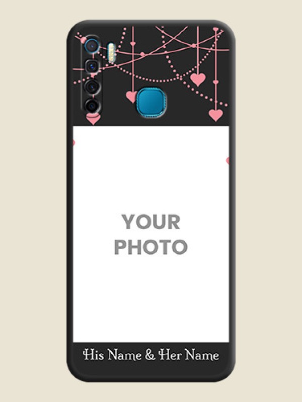 Custom Pink Love Hangings with Text on Space Black Custom Soft Matte Back Cover - Infinix S5 Lite - alternate view
