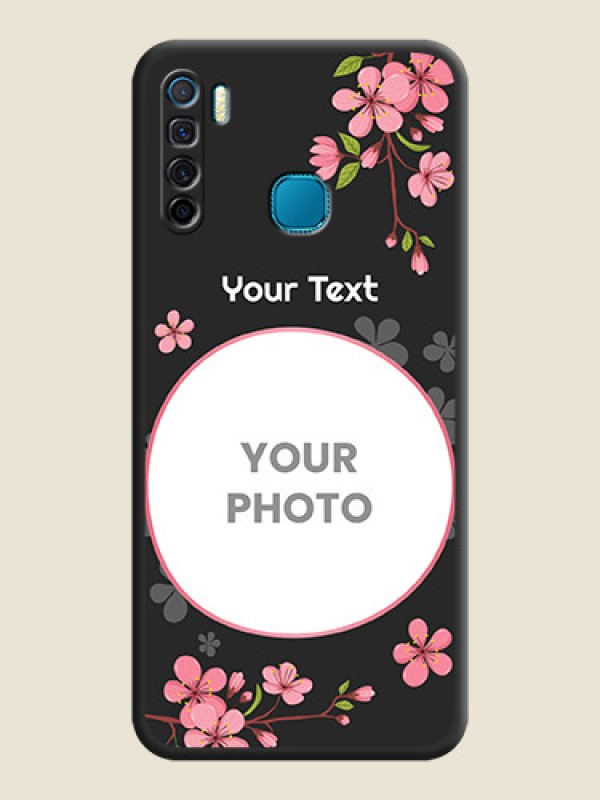 Custom Round Image with Pink Color Floral Design on Photo on Space Black Soft Matte Back Cover - Infinix S5 Lite - alternate view