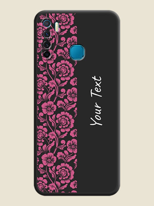 Custom Pink Floral Pattern Design With Custom Text On Space Black Personalized Soft Matte Phone Covers -Infinix S5 Lite - alternate view
