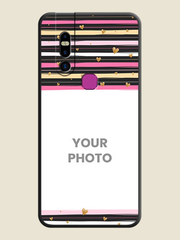 Custom Multicolor Lines and Golden Love Symbols Design - Photo on Space Black Soft Matte Mobile Cover - Infinix S5 Pro - alternate view