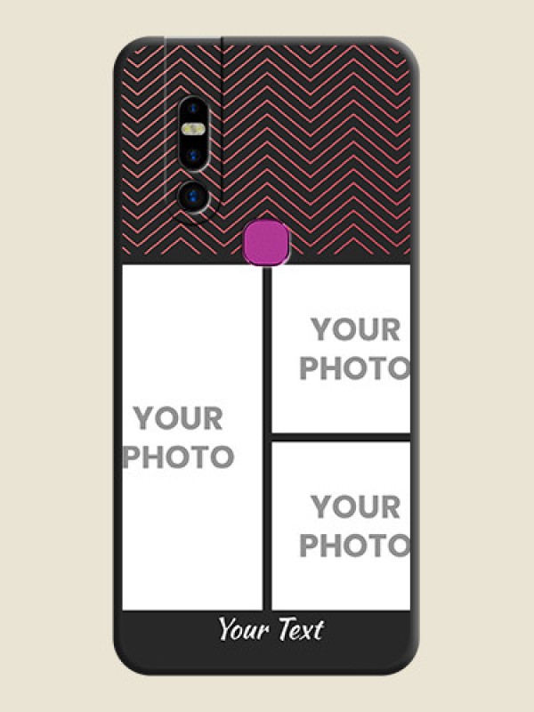 Custom Wave Pattern with 3 Image Holder on Space Black Custom Soft Matte Back Cover - Infinix S5 Pro - alternate view