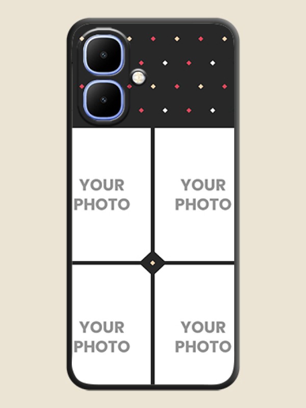 Custom Multicolor Dotted Pattern with 4 Image Holder On Space Black Custom Soft Matte Mobile Back Cover - Infinix Smart 10 - alternate view