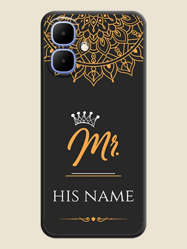 Custom Mr Name with Floral Design On Space Black Custom Soft Matte Mobile Back Cover - Infinix Smart 10 - alternate view