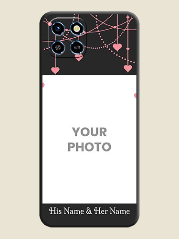 Custom Pink Love Hangings with Text on Space Black Custom Soft Matte Back Cover - Infinix Smart 6 HD - alternate view