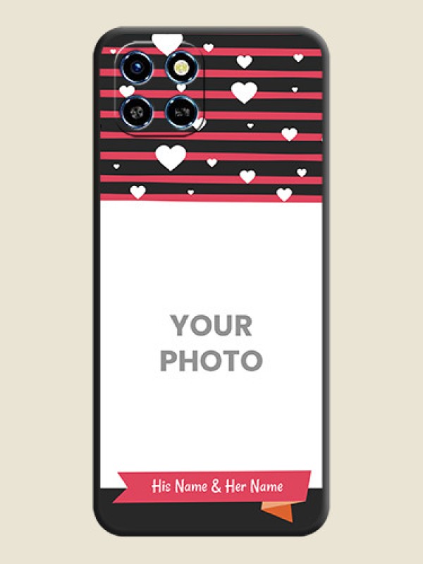Custom White Color Love Symbols with Pink Lines Pattern on Space Black Custom Soft Matte Phone Cases - Infinix Smart 6 HD - alternate view