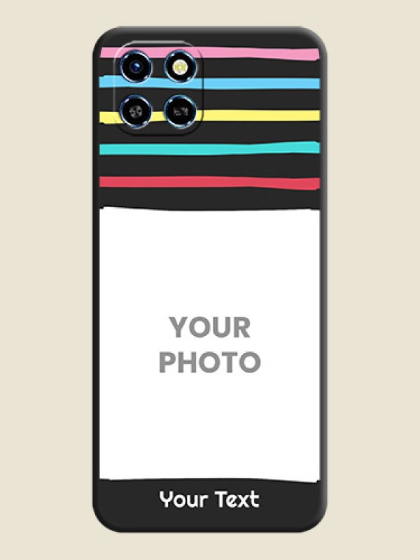 Custom Multicolor Lines with Image on Space Black Personalized Soft Matte Phone Covers - Infinix Smart 6 HD - alternate view