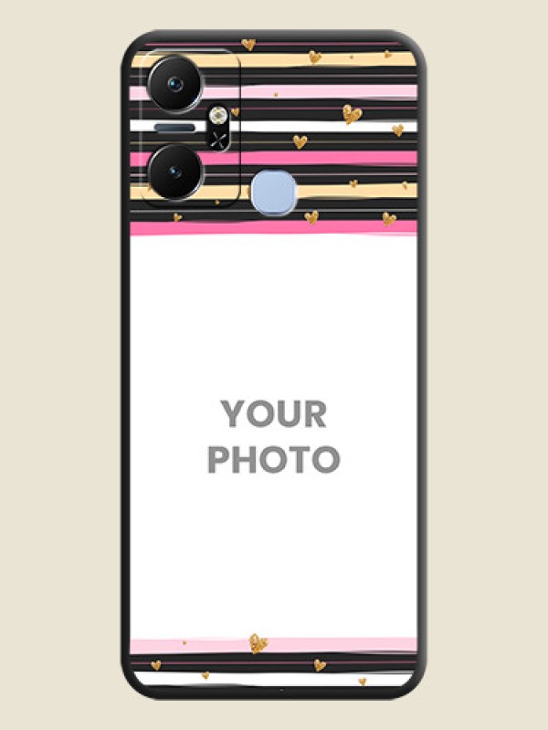 Custom Multicolor Lines and Golden Love Symbols Design - Photo on Space Black Soft Matte Mobile Cover - Infinix Smart 6 Plus - alternate view