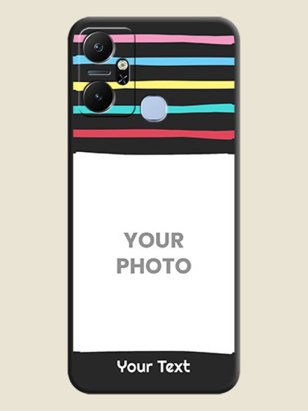 Custom Multicolor Lines with Image on Space Black Personalized Soft Matte Phone Covers - Infinix Smart 6 Plus - alternate view