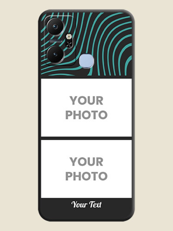 Custom Wave Pattern with 2 Image Holder on Space Black Personalized Soft Matte Phone Covers - Infinix Smart 6 Plus - alternate view