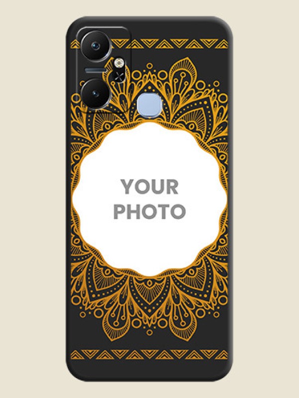 Custom Round Image with Floral Design - Photo on Space Black Soft Matte Mobile Cover - Infinix Smart 6 Plus - alternate view