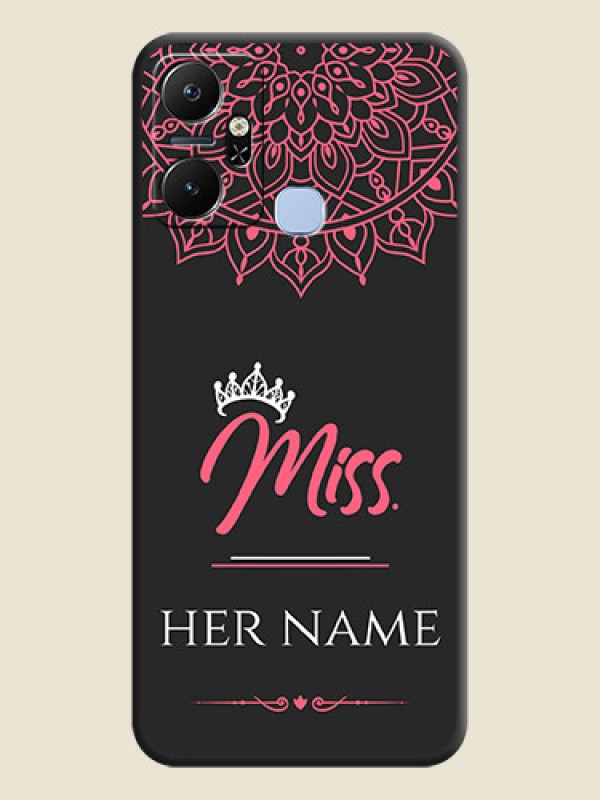 Custom Mrs Name with Floral Design on Space Black Personalized Soft Matte Phone Covers - Infinix Smart 6 Plus - alternate view