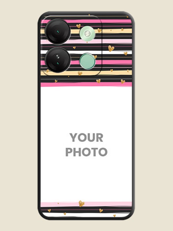 Custom Multicolor Lines and Golden Love Symbols Design - Photo on Space Black Soft Matte Mobile Cover - Infinix Smart 7 Hd - alternate view
