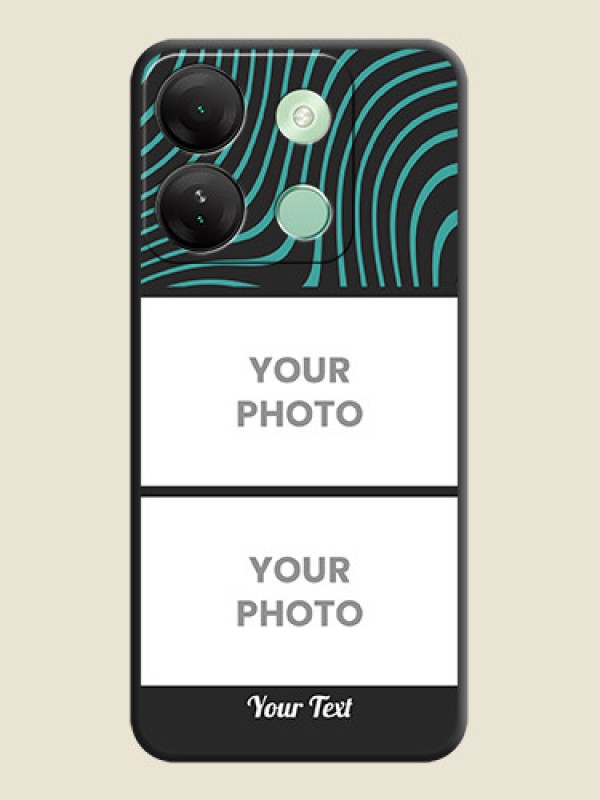 Custom Wave Pattern with 2 Image Holder on Space Black Personalized Soft Matte Phone Covers - Infinix Smart 7 Hd - alternate view