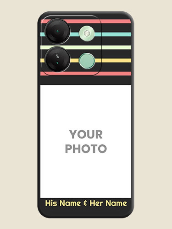 Custom Color Stripes with Photo and Text - Photo on Space Black Soft Matte Mobile Case - Infinix Smart 7 Hd - alternate view