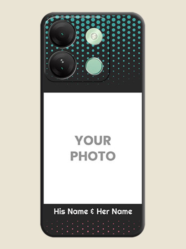 Custom Faded Dots with Grunge Photo Frame and Text on Space Black Custom Soft Matte Phone Cases - Infinix Smart 7 Hd - alternate view