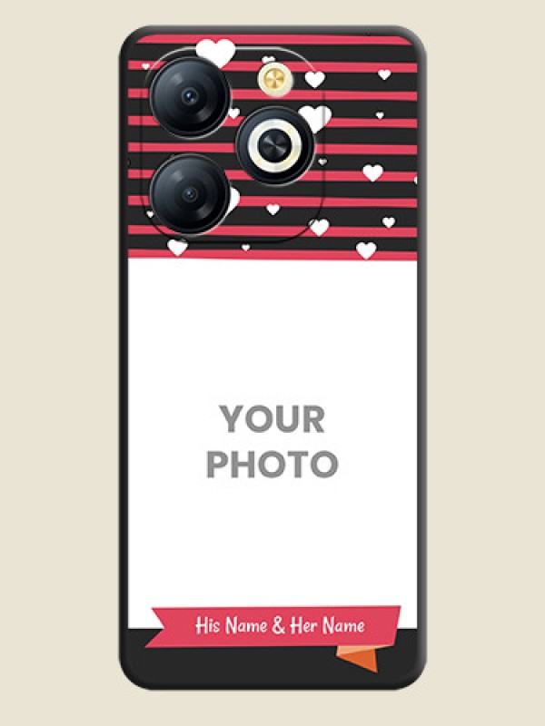 Custom White Color Love Symbols with Pink Lines Pattern On Space Black Custom Soft Matte Mobile Back Cover - Smart 8 HD - alternate view