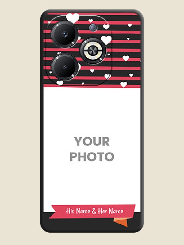 Custom White Color Love Symbols with Pink Lines Pattern On Space Black Custom Soft Matte Mobile Back Cover - Infinix Smart 8 Plus - alternate view