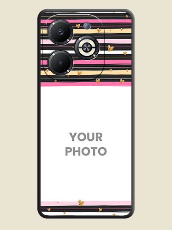 Custom Multicolor Lines and Golden Love Symbols Design on Photo On Space Black Custom Soft Matte Mobile Back Cover - Infinix Smart 8 Plus - alternate view