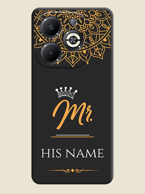 Custom Mr Name with Floral Design On Space Black Custom Soft Matte Mobile Back Cover - Infinix Smart 8 Plus - alternate view