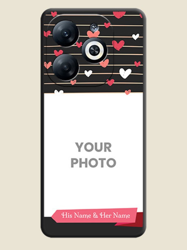 Custom Love Pattern with Name on Pink Ribbon - Photo on Space Black Soft Matte Back Cover - Infinix Smart 8 - alternate view