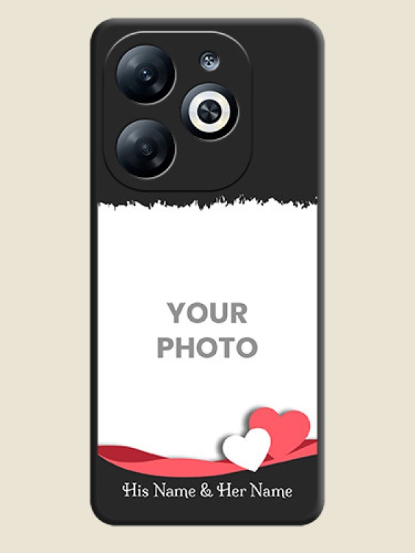Custom Pink Color Love Shaped Ribbon Design with Text on Space Black Custom Soft Matte Phone Back Cover - Infinix Smart 8 - alternate view