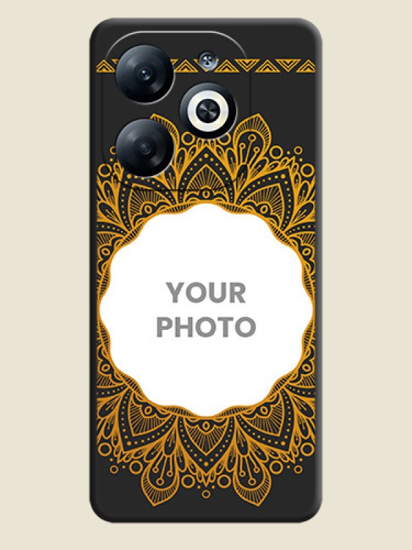 Custom Round Image with Floral Design - Photo on Space Black Soft Matte Mobile Cover - Infinix Smart 8 - alternate view