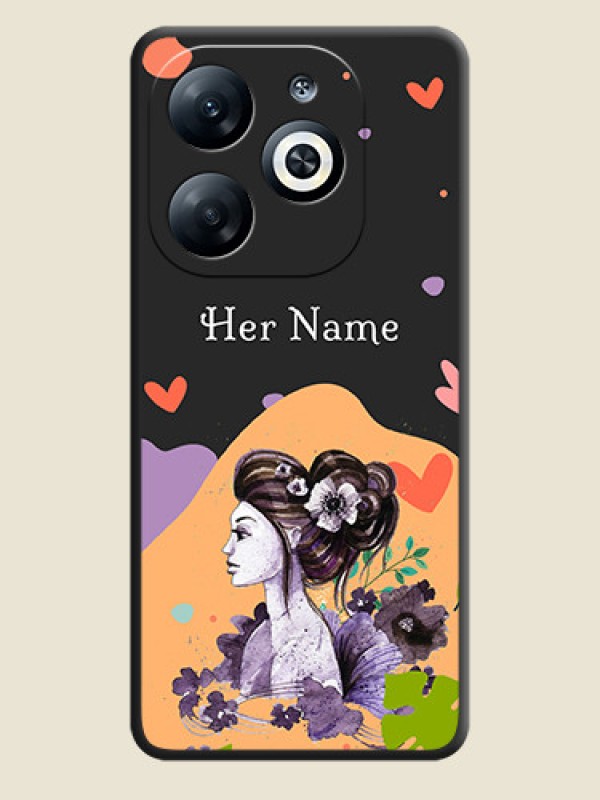 Custom Namecase For Her With Fancy Lady Image On Space Black Personalized Soft Matte Phone Covers - Infinix Smart 8 - alternate view