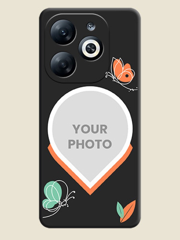 Custom Upload Pic With Simple Butterly Design On Space Black Personalized Soft Matte Phone Covers - Infinix Smart 8 - alternate view