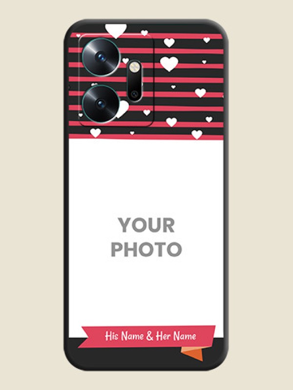 Custom White Color Love Symbols with Pink Lines Pattern on Space Black Custom Soft Matte Phone Cases - Infinix Zero 20 - alternate view