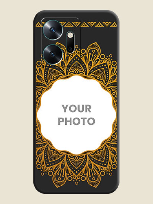 Custom Round Image with Floral Design - Photo on Space Black Soft Matte Mobile Cover - Infinix Zero 20 - alternate view