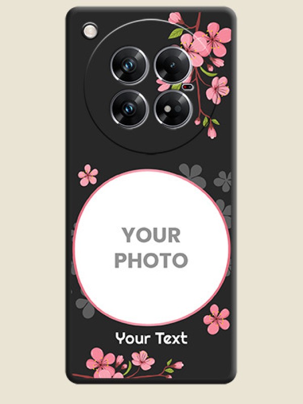 Custom Round Image with Pink Color Floral Design on Photo On Space Black Custom Soft Matte Mobile Back Cover - Infinix Zero 40 5G - alternate view