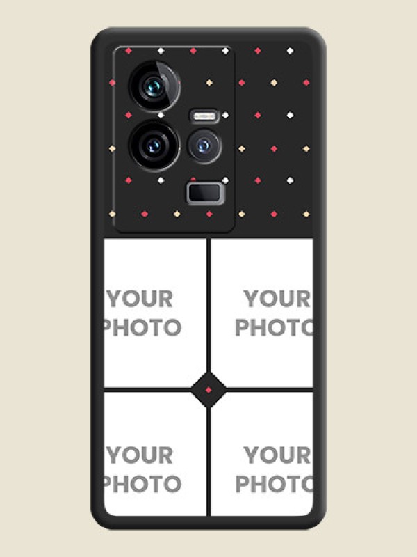 Custom Multicolor Dotted Pattern with 4 Image Holder on Space Black Custom Soft Matte Phone Cases - iQOO 11 5G - alternate view