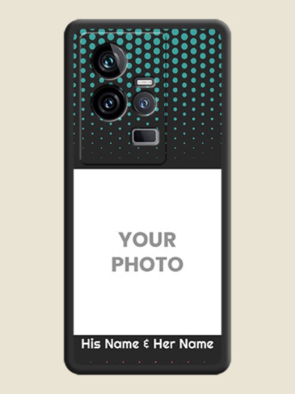 Custom Faded Dots with Grunge Photo Frame and Text on Space Black Custom Soft Matte Phone Cases - iQOO 11 5G - alternate view