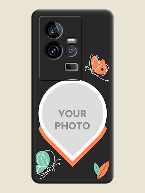 Custom Upload Pic With Simple Butterly Design On Space Black Personalized Soft Matte Phone Covers -iQOO 11 5G - alternate view