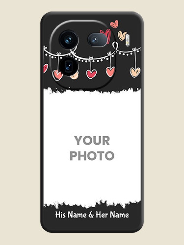 Custom Pink Love Hangings with Name On Space Black Custom Soft Matte Mobile Back Cover - iQOO 12 5G - alternate view