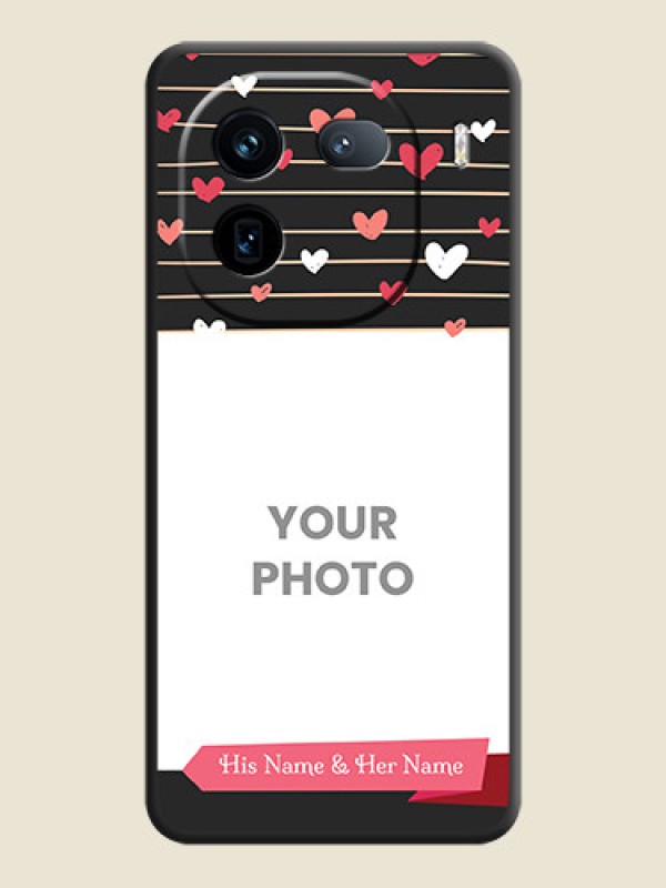 Custom Love Pattern with Name on Pink Ribbon  on Photo On Space Black Custom Soft Matte Mobile Back Cover - iQOO 12 5G - alternate view