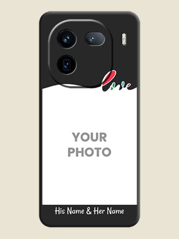 Custom Fall in Love Pattern with Picture on Photo On Space Black Custom Soft Matte Mobile Back Cover - iQOO 12 5G - alternate view