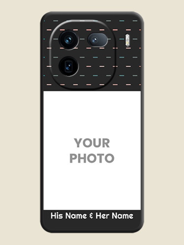 Custom Line Pattern Design with Text On Space Black Custom Soft Matte Mobile Back Cover - iQOO 12 5G - alternate view