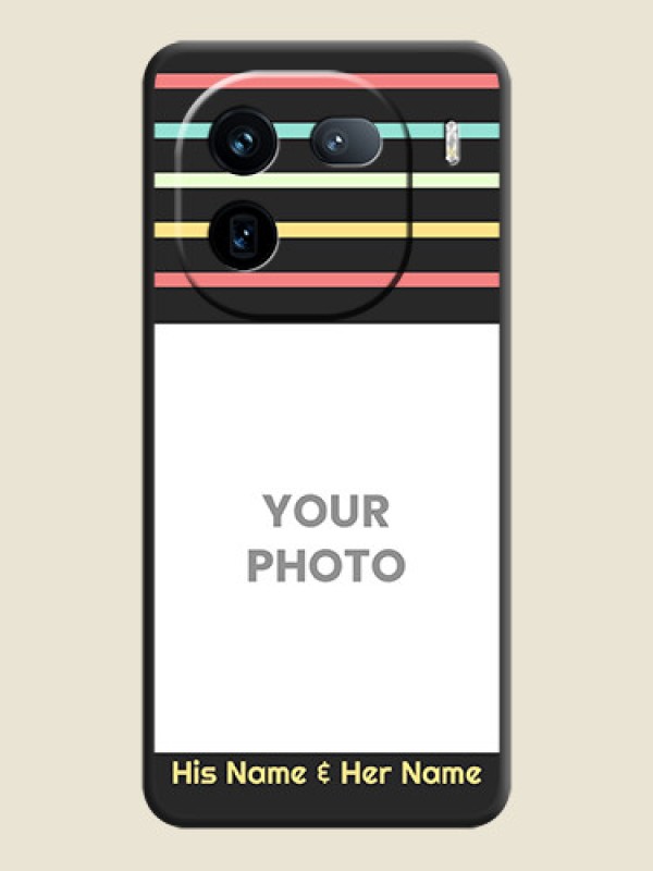 Custom Color Stripes with Photo and Text on Photo  On Space Black Custom Soft Matte Mobile Back Cover - iQOO 12 5G - alternate view