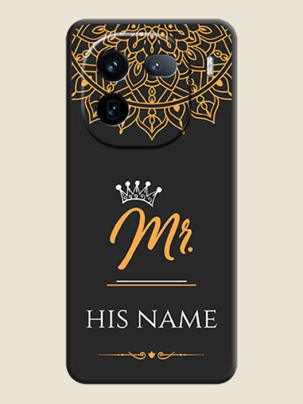 Custom Mr Name with Floral Design On Space Black Custom Soft Matte Mobile Back Cover - iQOO 12 5G - alternate view
