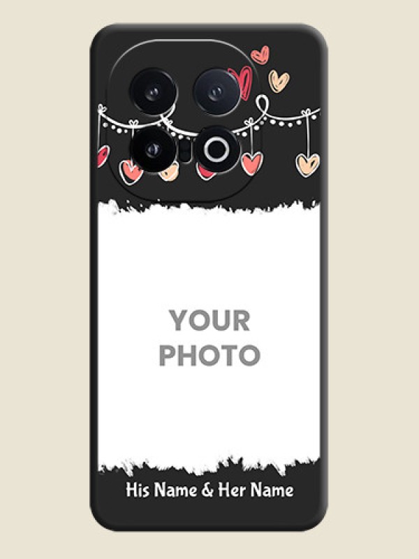 Custom Pink Love Hangings with Name On Space Black Custom Soft Matte Mobile Back Cover - iQOO 13 5G - alternate view