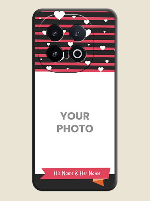 Custom White Color Love Symbols with Pink Lines Pattern On Space Black Custom Soft Matte Mobile Back Cover - iQOO 13 5G - alternate view