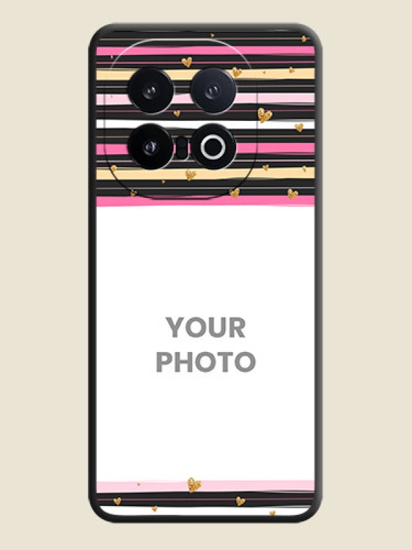 Custom Multicolor Lines and Golden Love Symbols Design on Photo On Space Black Custom Soft Matte Mobile Back Cover - iQOO 13 5G - alternate view