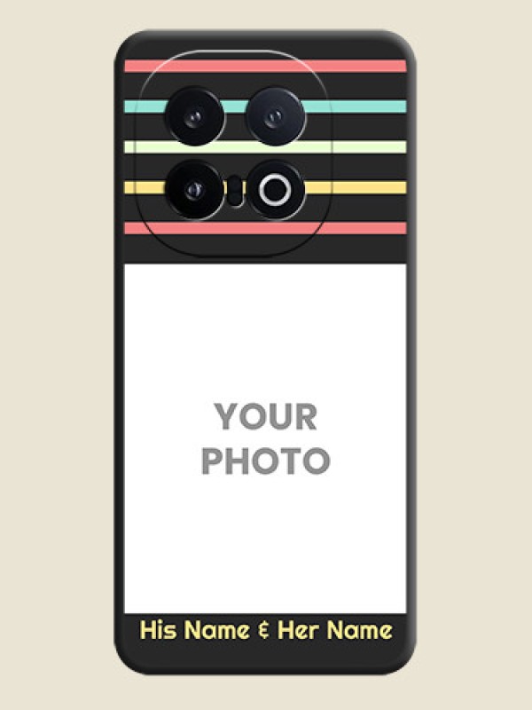 Custom Color Stripes with Photo and Text on Photo On Space Black Custom Soft Matte Mobile Back Cover - iQOO 13 5G - alternate view